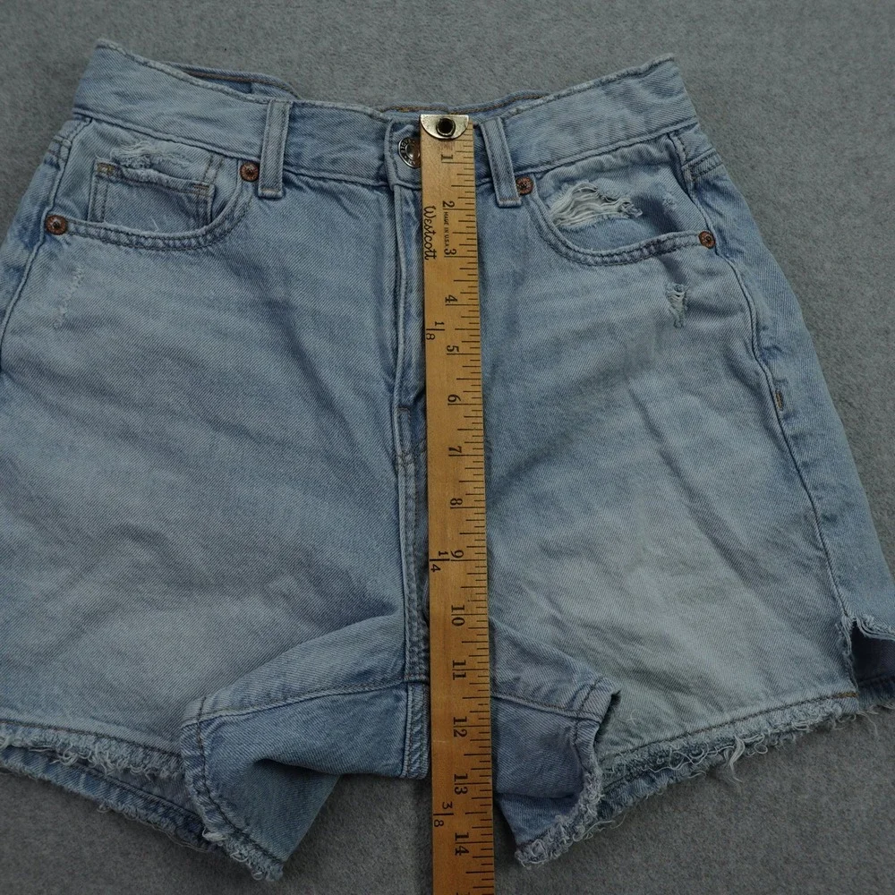 American Eagle Shorts Womens‎ 0 Blue Highest Rise Baggy Distressed Denim